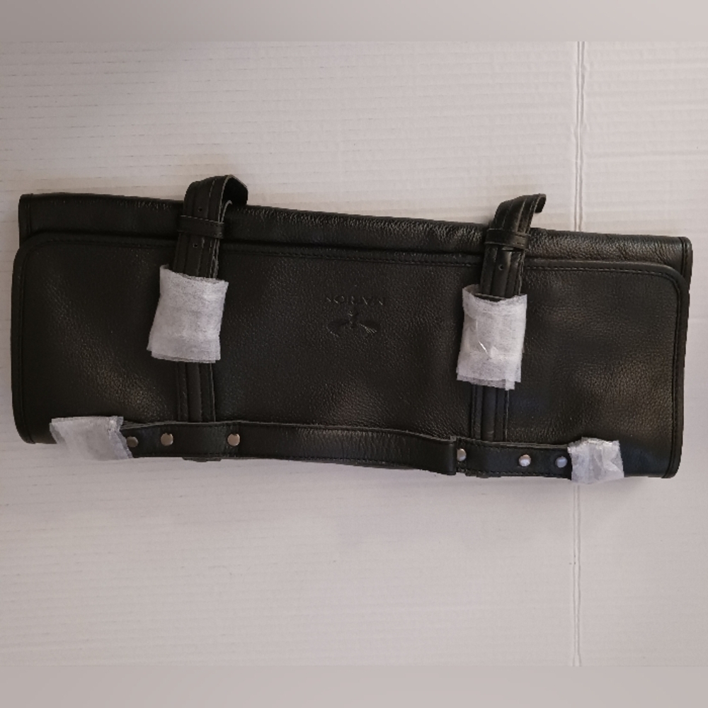 Chef's Knife Roll Bag, LE MINUIT by MARION Genuine Calf Top Grain Black Leather - Picture 6 of 12